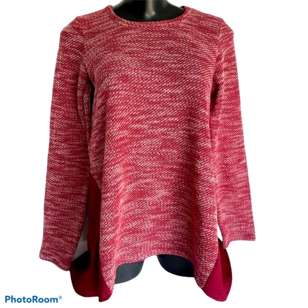 LUCKY BRAND red and white knit sweater. Size M